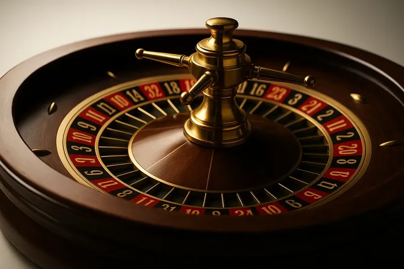 Close-up of live roulette wheel spinning in elegant casino lighting